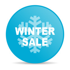 winter sale blue circle web glossy icon