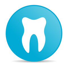 tooth blue circle web glossy icon