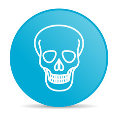 skull blue circle web glossy icon