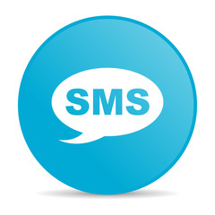 sms blue circle web glossy icon