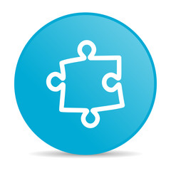 puzzle blue circle web glossy icon