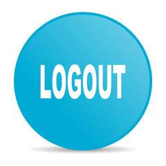 logout blue circle web glossy icon