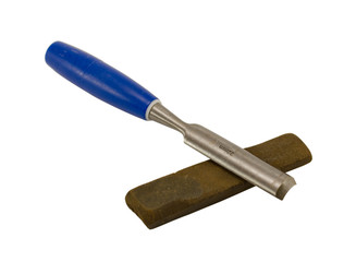 chisel tool whetstone isolated on white