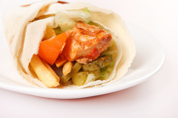 tortilla with meat and vegetables