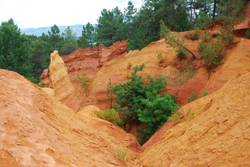 Ocher walk with red cliffs in Roussillon, Provence, France