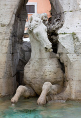 Fototapeta na wymiar Close-up on Fontana dei Quattro Fiumi in Rome