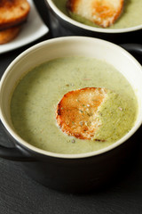 Bowl of cream of broccoli soup