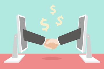 hand shaking, E-business concept
