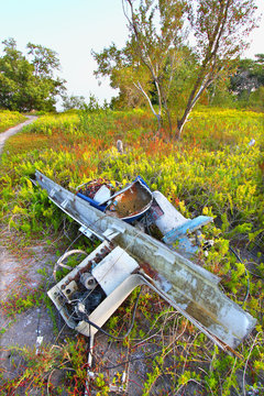 Wrecked Boat In The Everglades