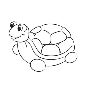 Outlined turtle toy. Coloring book. Vector illustration