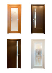 Collection of wooden doors. isolated
