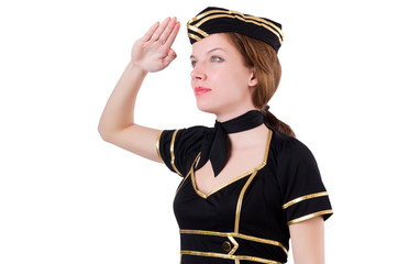 Airhostess isolated on the white background