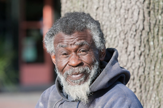 Homeless african american man