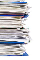Pile of papers isolated on white
