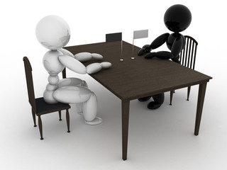 Fototapeta premium Two characters at the negotiating table №2