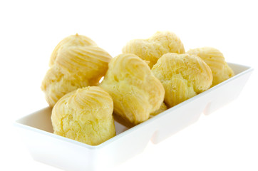 Choux pastry in  white bowl