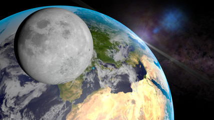 Obraz na płótnie Canvas Earth and Moon