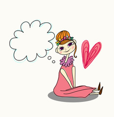 恋する女の子ベクターイラスト