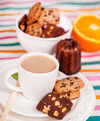 homemade cookies with a cup of coffee with milk