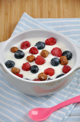 Joghurt mit gemischten Beeren und Nüssen