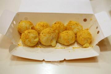 Cheese Balls on the paper box