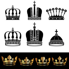 set of crowns, vector illustration