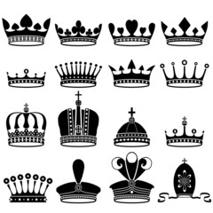 set of crowns, vector illustration