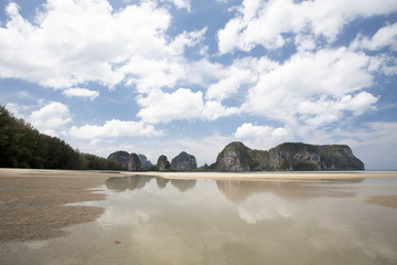 Peaceful beach with clouds and blue sky background : Thailand