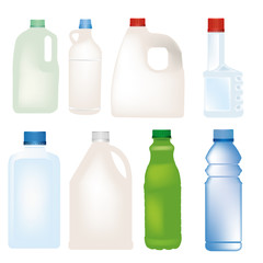 plastic bottle set vector