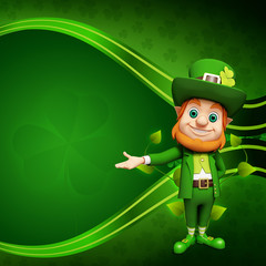 Leprechaun for st patrick day on green background
