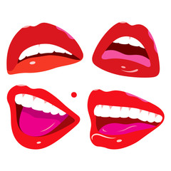 Pop art feminine mouth, lips set