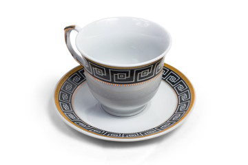 cup tea empty ceramic ornament isolated on white background