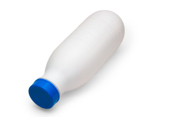 milk bread plastic bottle lies side isolated on white background