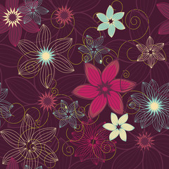 Fototapeta na wymiar vector seamless flower background