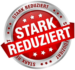 Button Banner "Stark reduziert" rot/silber