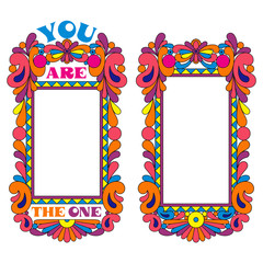 Abstract psychedelic border, picture frame, declaration of love