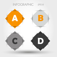 orange and grey rhombus infographic ABCD