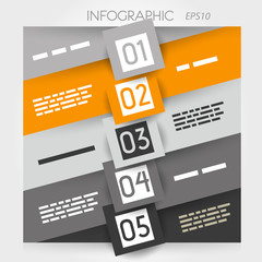 orange oblique line infographic five options with squares
