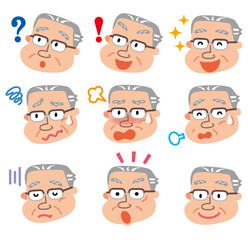 老人　男性　表情　いろいろ
