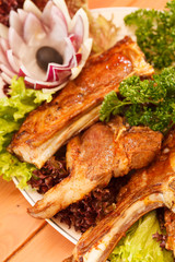 grilled ribs with vegetables