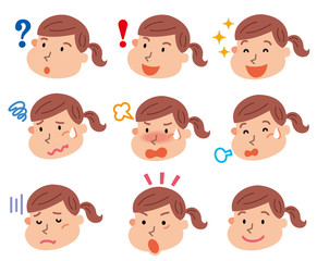 若い　女性　表情　いろいろ　