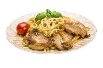 Pork with spaghetti