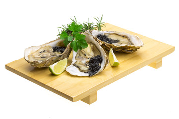 Oysters with black cavair