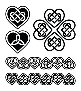 Celtic heart knot - vector symbols set