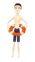 3d render of cartoon character with buoy