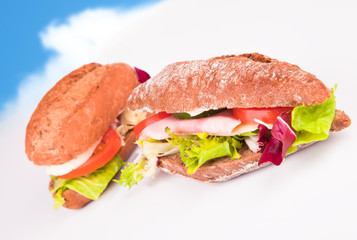 Fresh baguette with abstract background