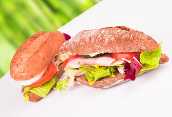 Fresh baguette with abstract background