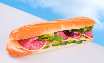 Fresh baguette with abstract background