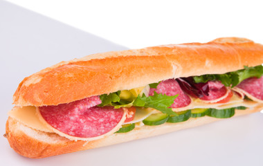 Fresh baguette isolated on white background 