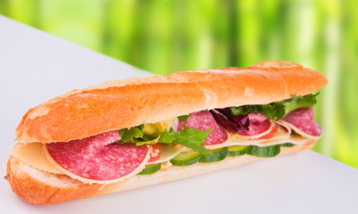 Fresh baguette with abstract background